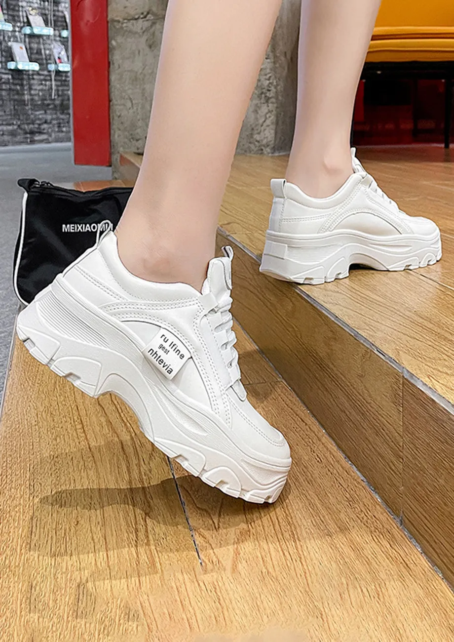 ALL WHITE CHUNKY PU TRAINERS