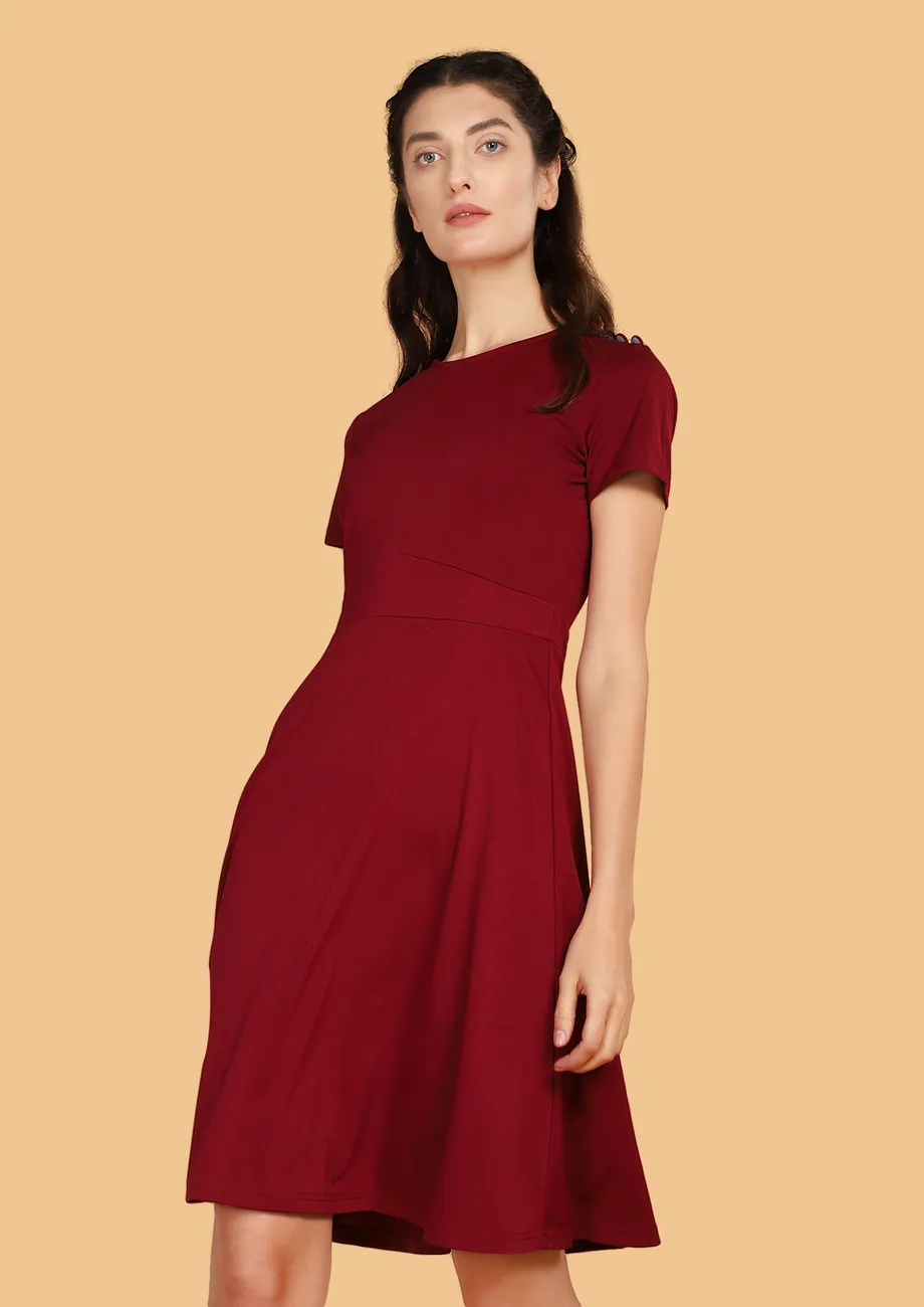 Buy SMART BUSINESS MAROON SKATER DRESS for Women Online in India