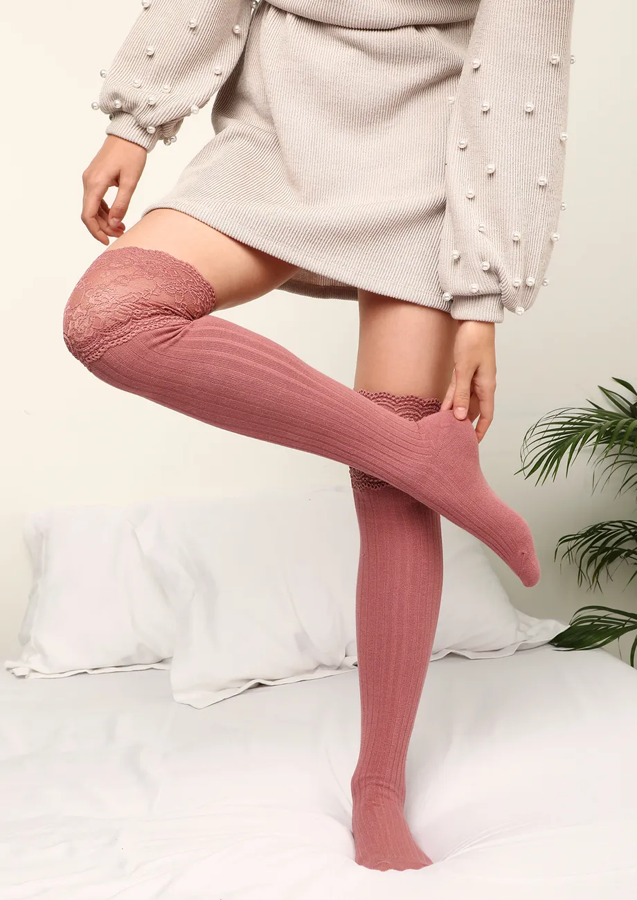 Pink thigh high socks best sale