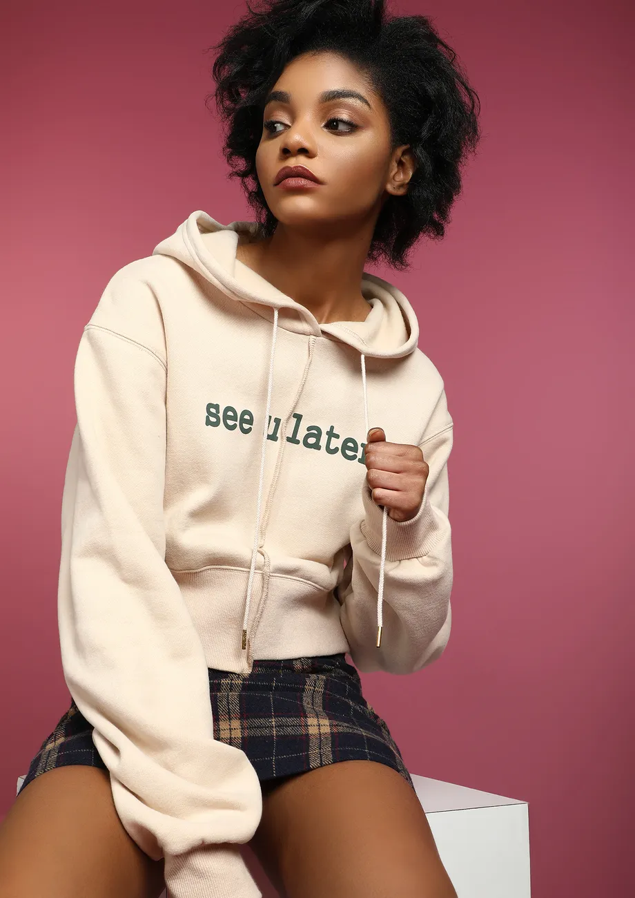 Buy SEE YOU LATER NUDE PINK HOODIE for Women Online in India