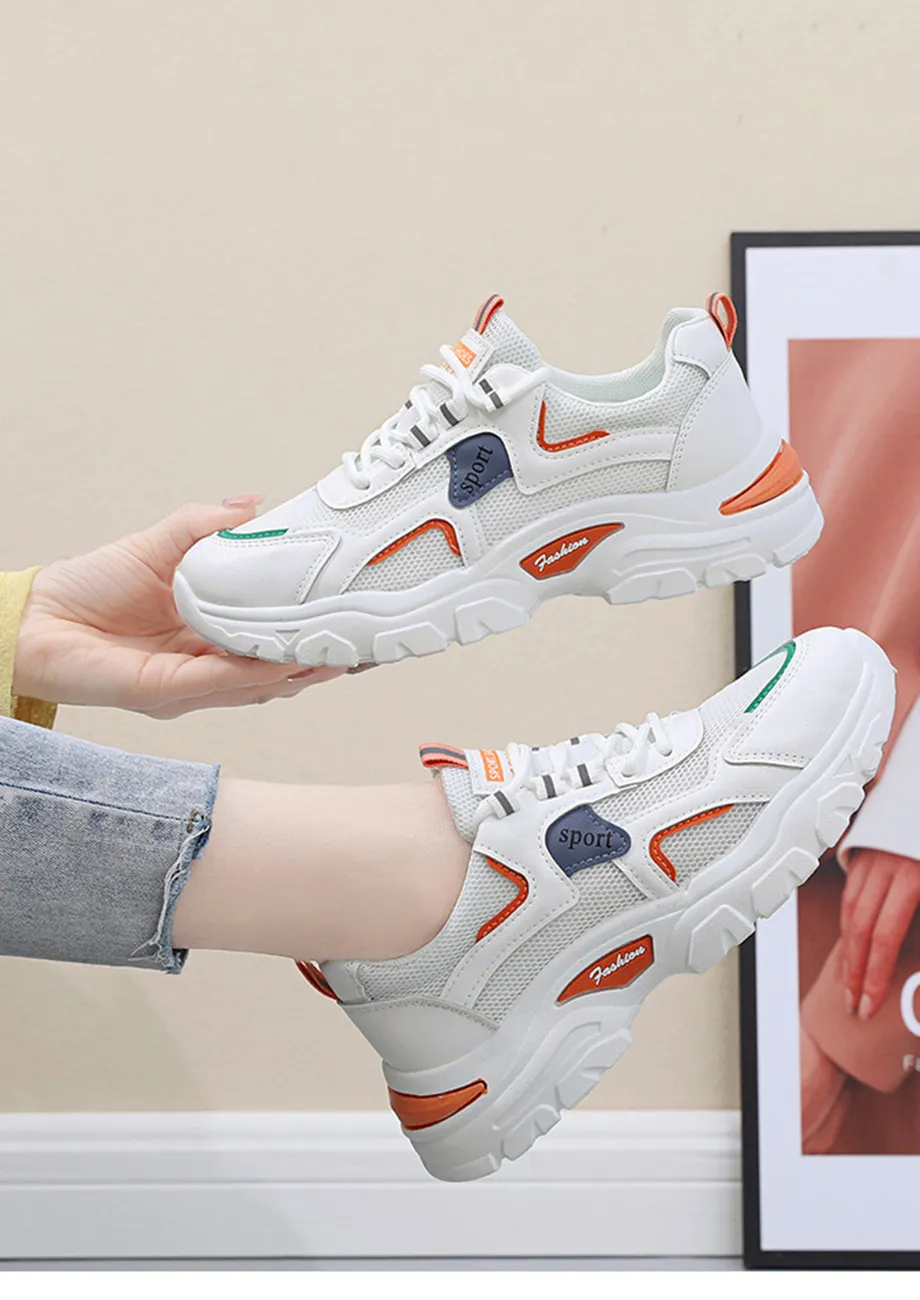 ORANGE LOW-TOP CONTRAST TRAINERS