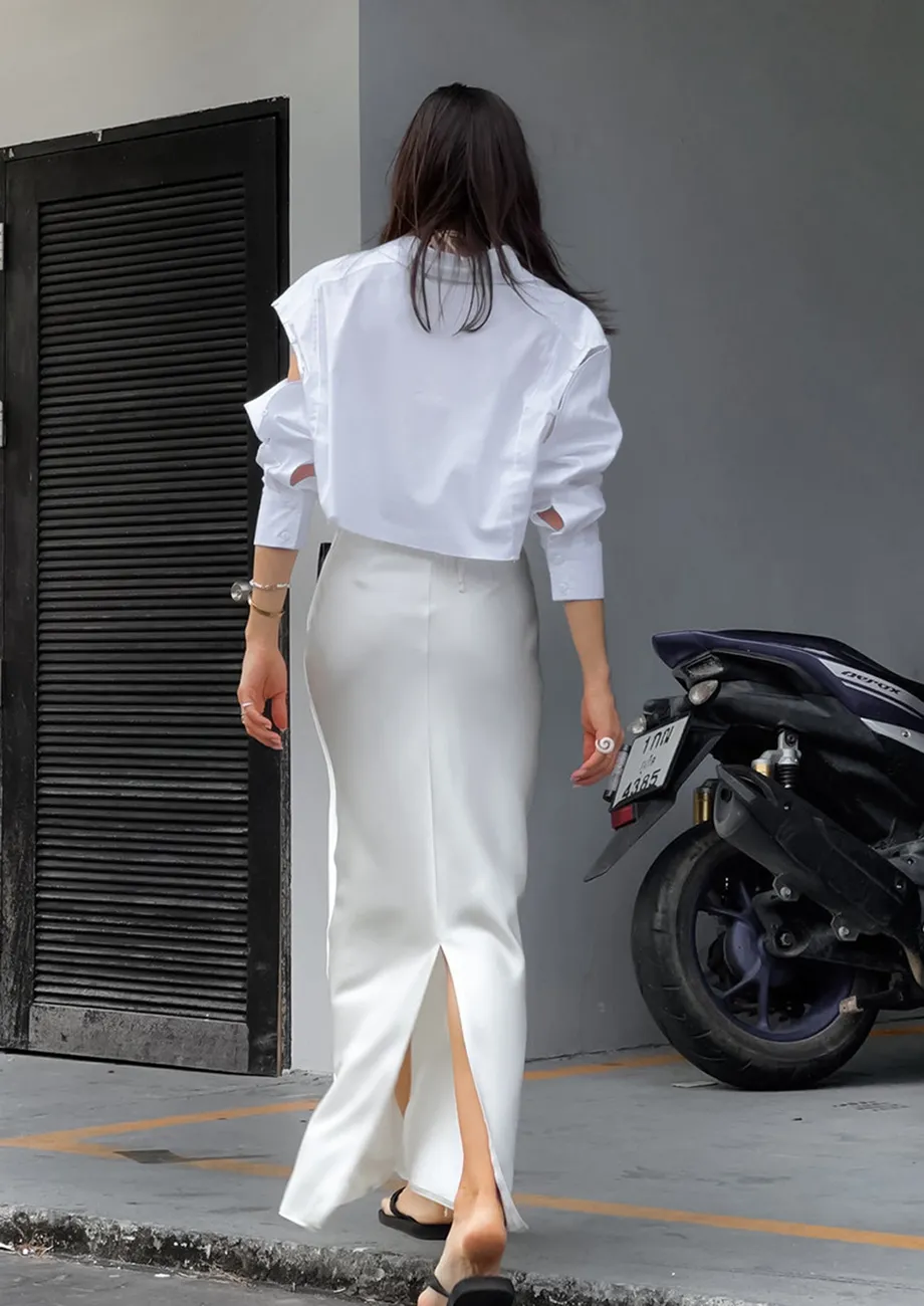 Buy SATIN SLIP WHITE MAXI SKIRT for Women Online in India