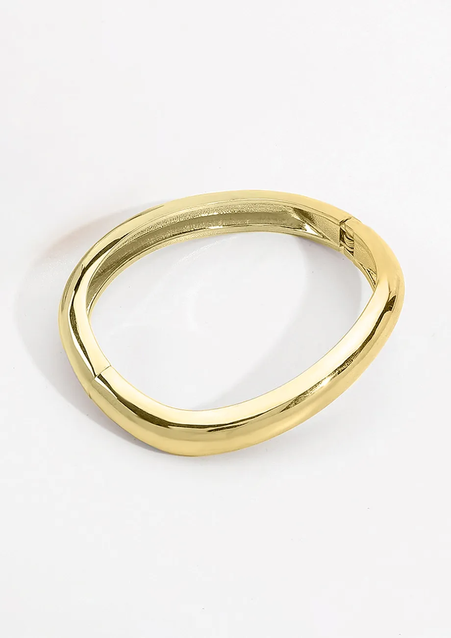 GOLD-PLATED OVAL BANGLE BRACELET