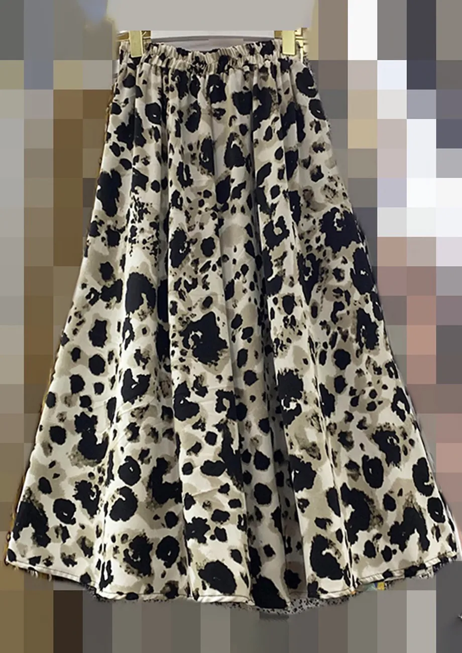 FLORAL-PRINT BLACK SWING SKIRT