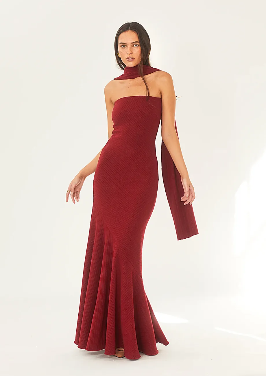 Buy RED WOO THE POO MAXI DRESS WITH SCARF for Women Online in India