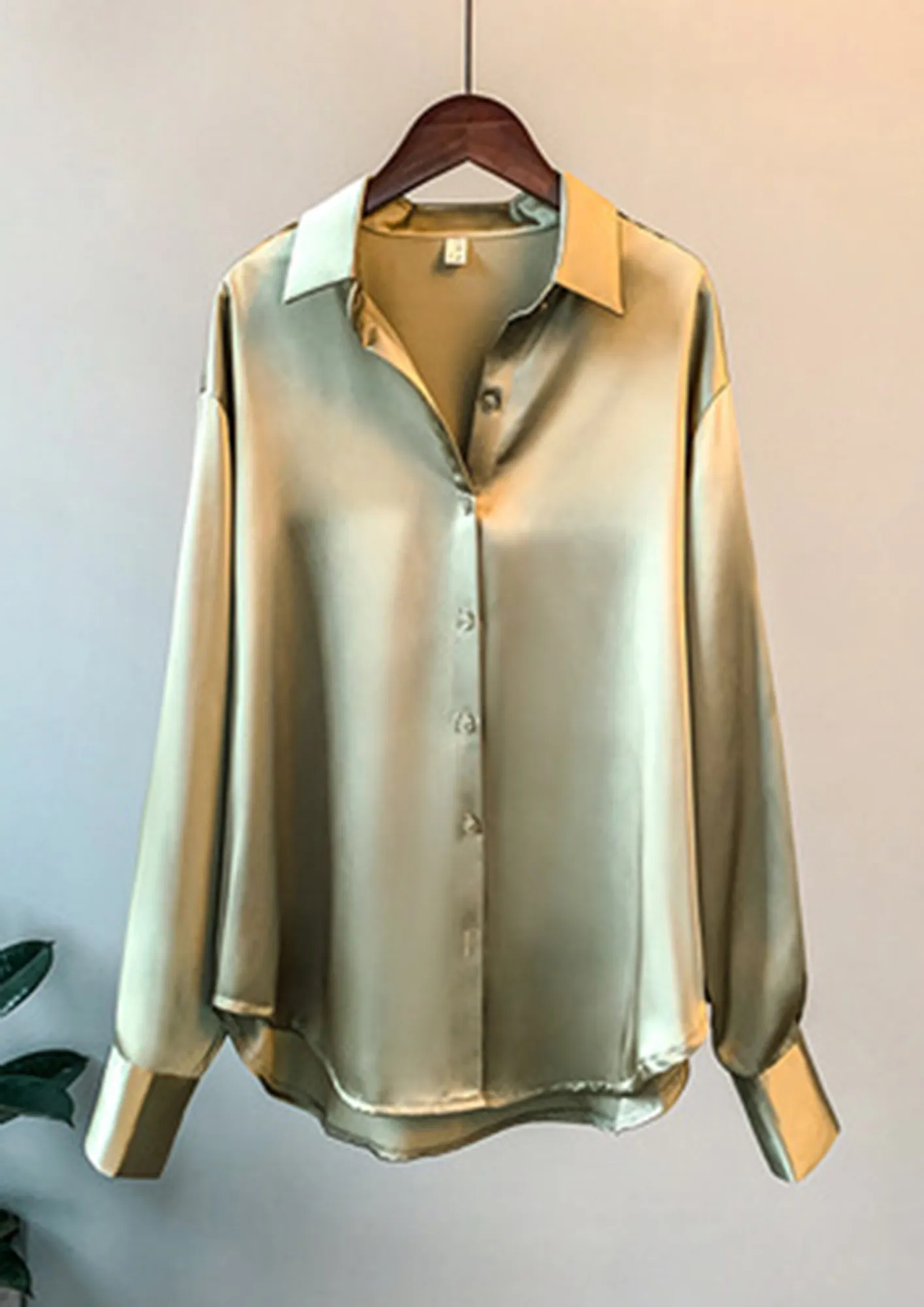 Green silk shirt womens best sale