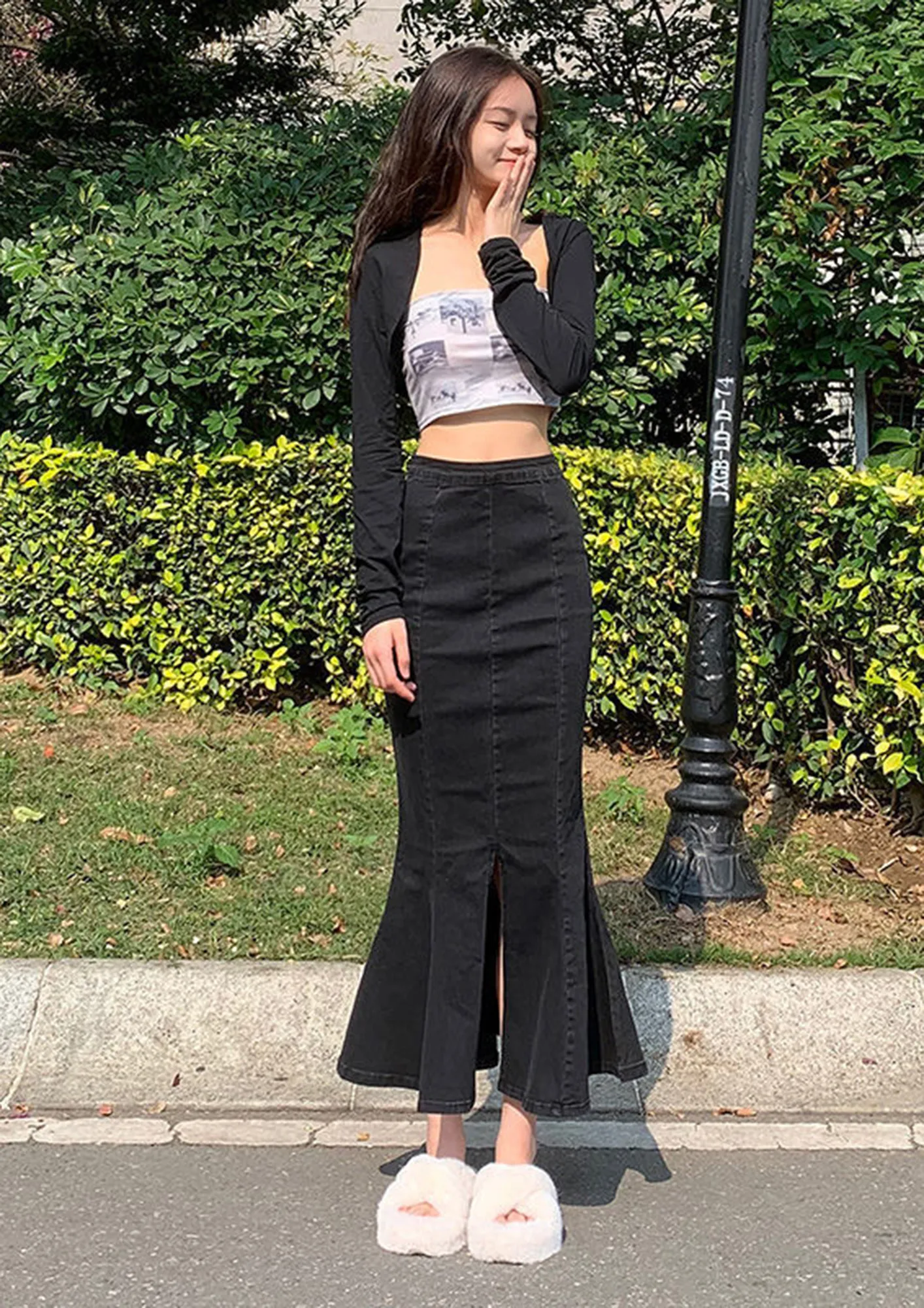 Buy BLACK SLIT DEINM MERMAID STYLE MAXI SKIRT for Women Online in  