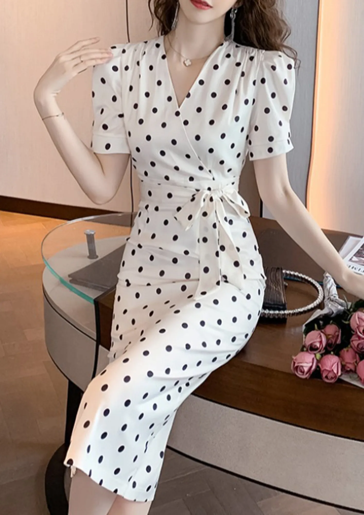 Buy DELIGHTFUL BLACK AND WHITE POLKA DOT DRESS for Women Online in India