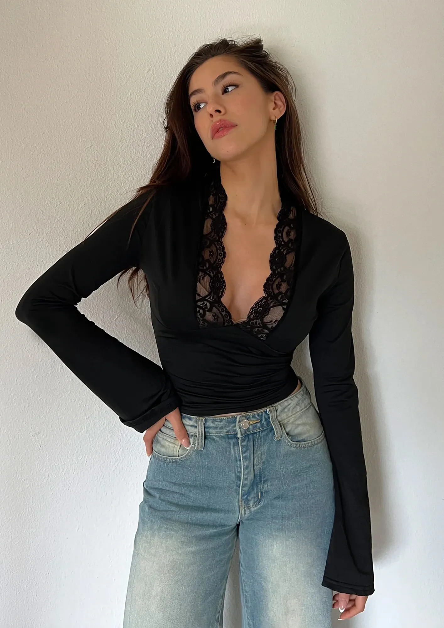 【EDIT. FOR LULU】lace trim top black EDIT. FOR LULU】lace trim top black