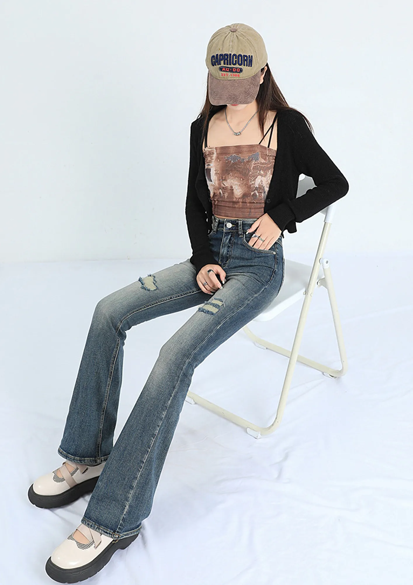 【Raucohouse】Lulu damage bootcut denim pants Raucohouse