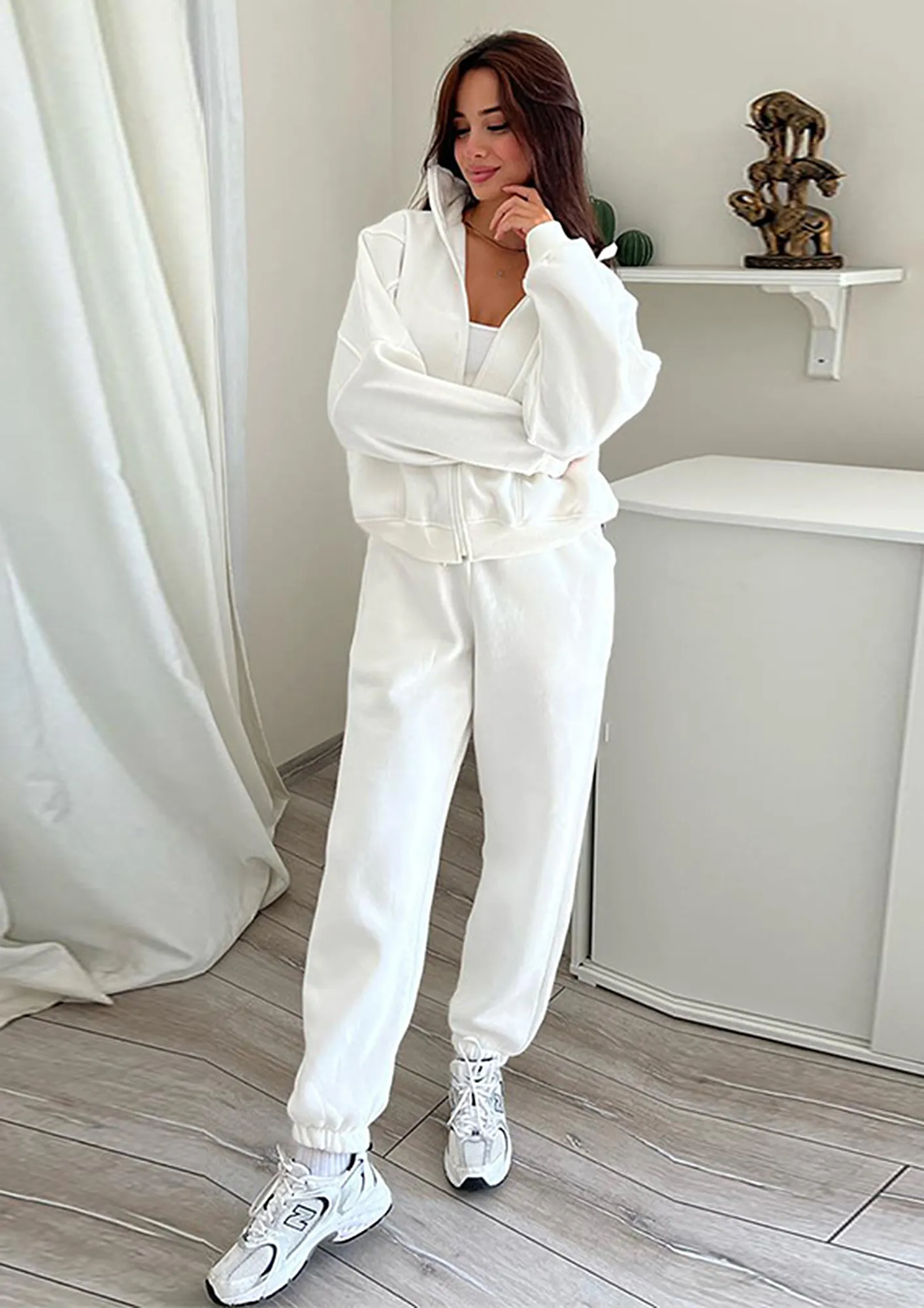 White sweatpants joggers womens sale