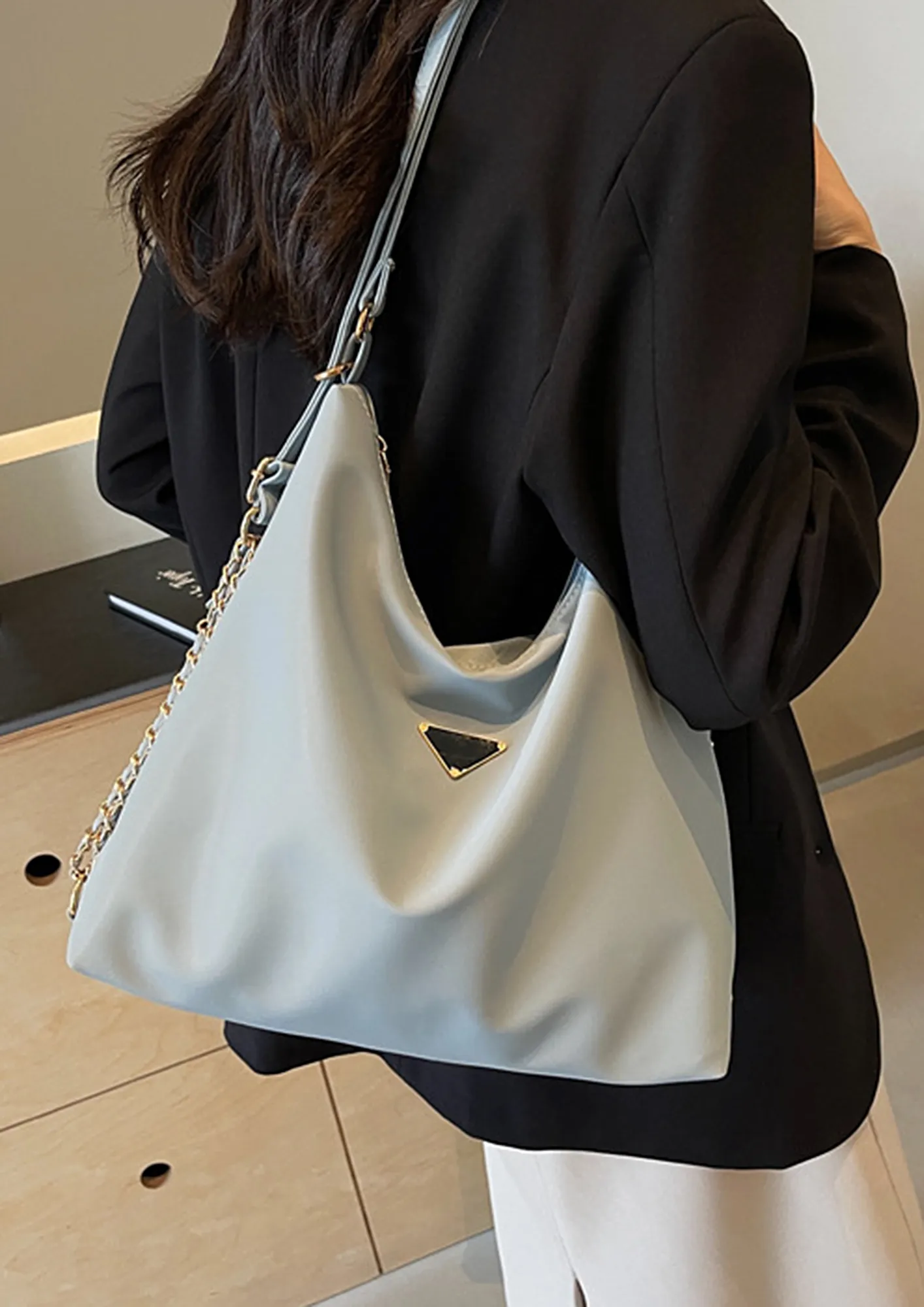 ★TOUT Y EST★ Shoulder Hobo Bag Galya NATURL SLATE BL KLABT Slate blue leather Stala bag