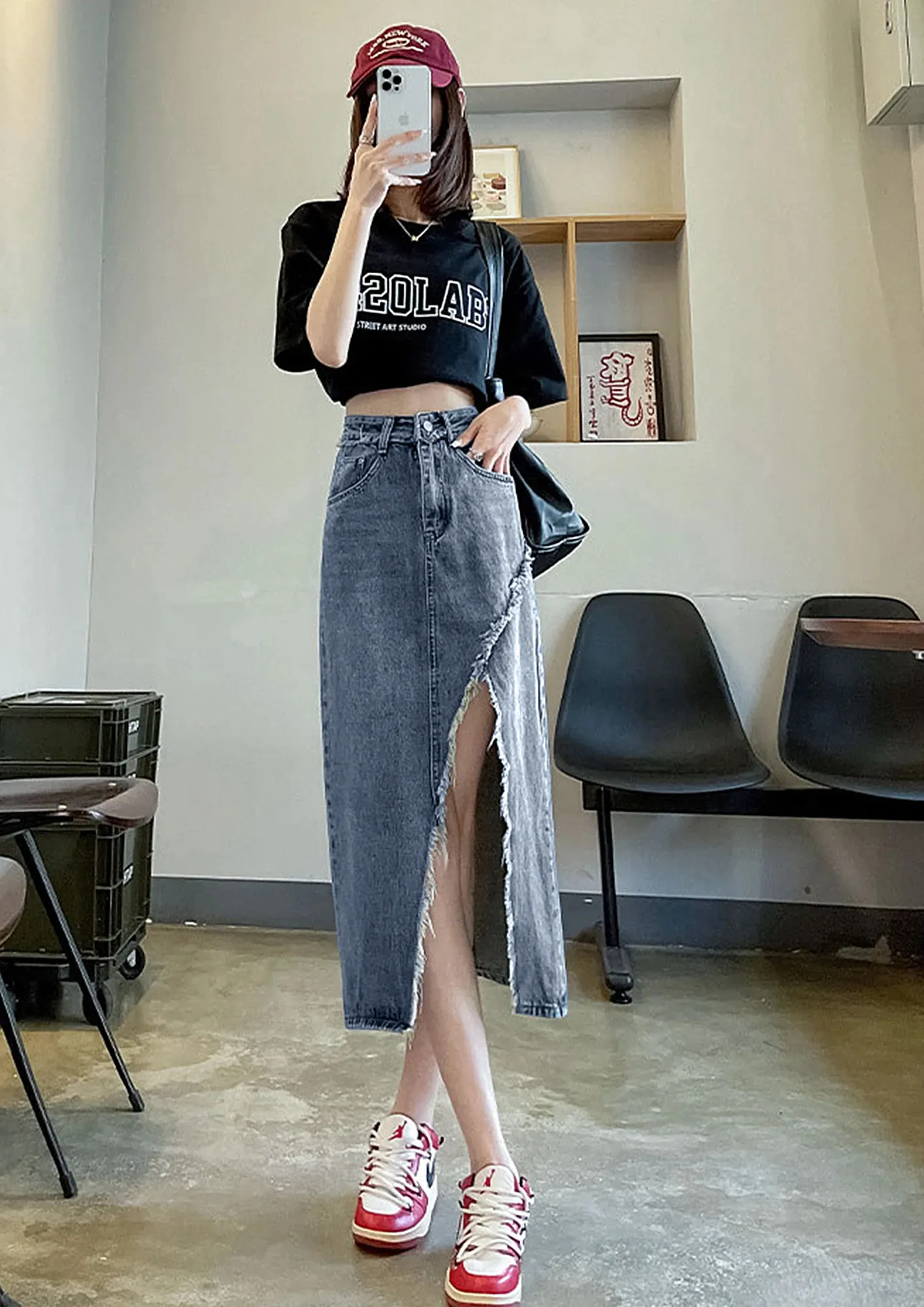 Buy RAW EDGE BLUE MIDI DENIM SKIRT for Women Online in India